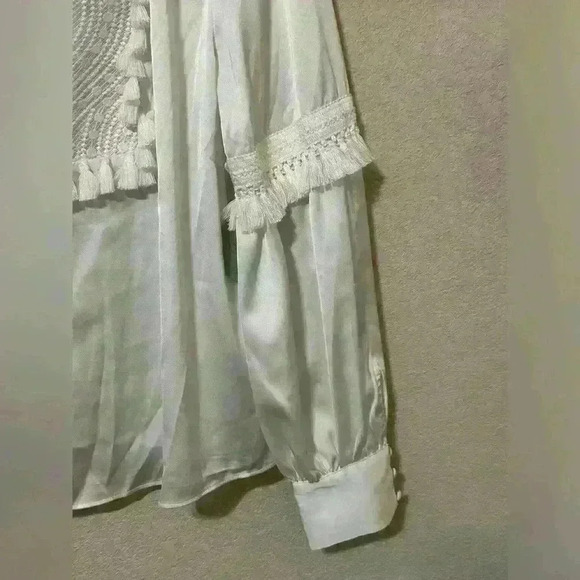 Ryegrass Ivory Tassel Boho Victorian Blouse Large NWT Love Bowery Poplin - Picture 5 of 11